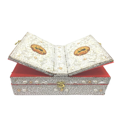 santarms Handmade Holy Quran Box with Rehal Stand for Reading Holy Quran Sharif Pak, Perfect for Wedding Gift