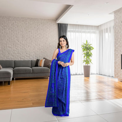 Hira Silk Cotton and Air Line Crepe Saree with Unstitched Blouse Piece for Women - Pack of 2
