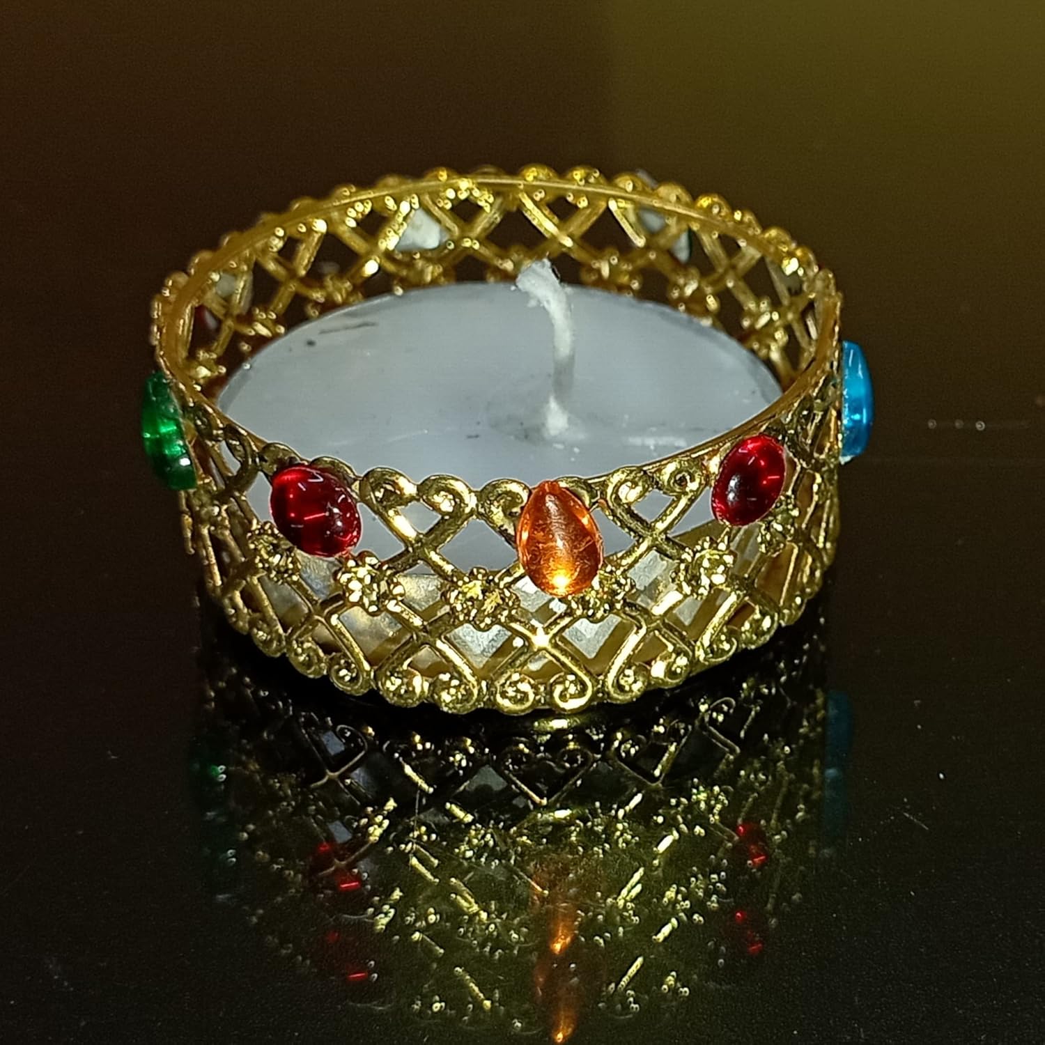 Santarms Illuminate Your Festivities with Santarms Tea Lights Candles: Exquisite Diwali Home Decoration, Handmade Designer Tealight Candle Holder Set for Puja, Weddings, Christmas