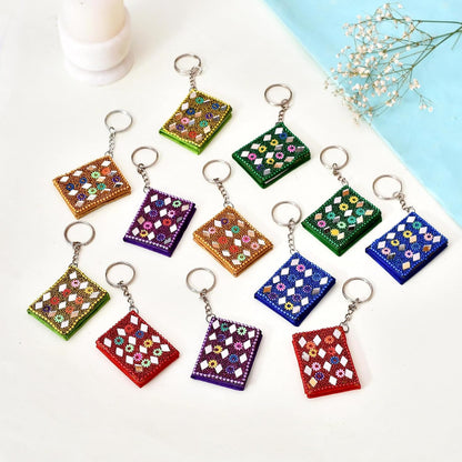 santarms Multicolor Antique Diary Vintage Handicraft Rajasthani Work Diary Key Chain with Lak Pen - 10 Pen and 10 diary : total items : 20 Pieces Combo