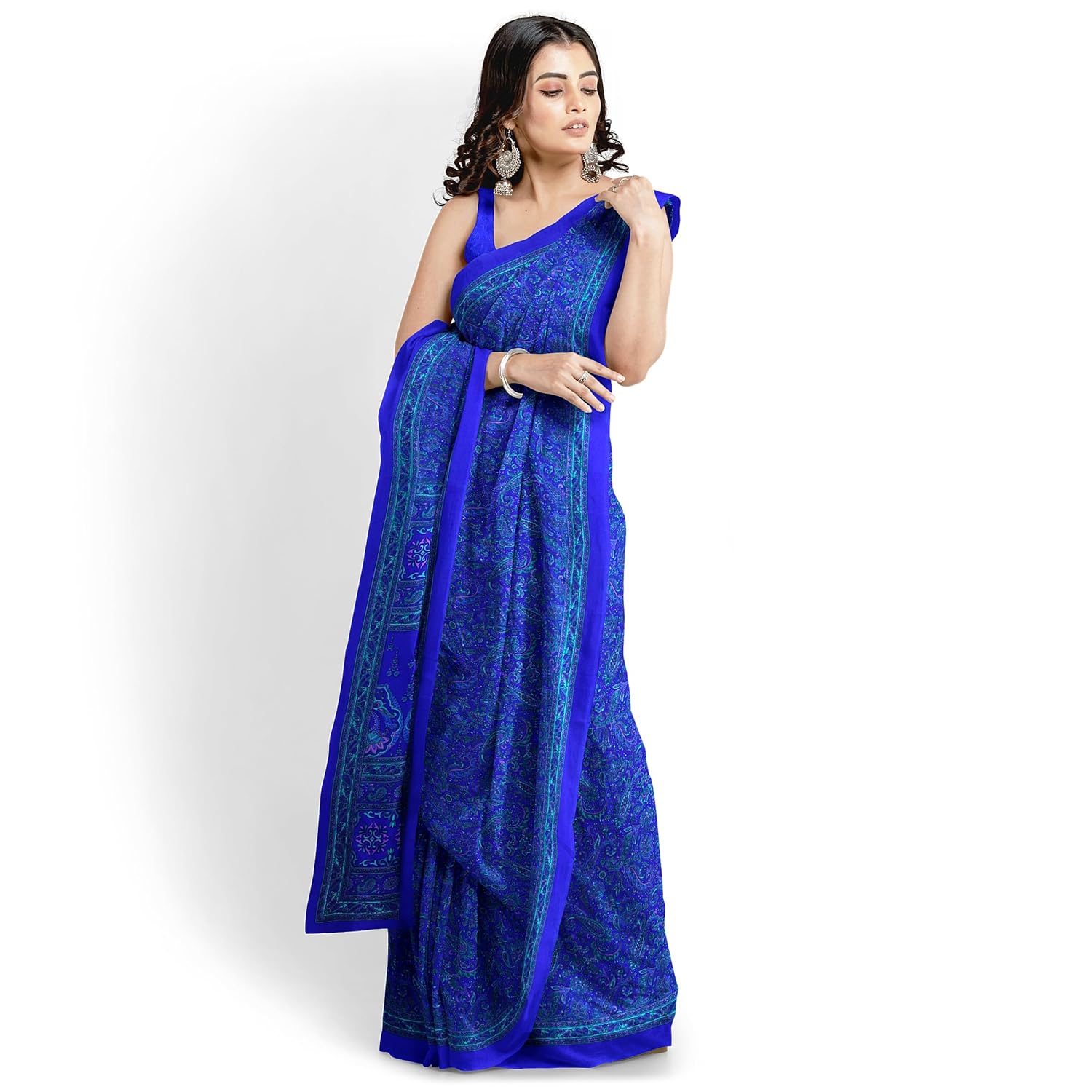Hira Silk Printed Saree for Women, Air Line Crepe Silk Saree/Sari with Unstitched Blouse Piece