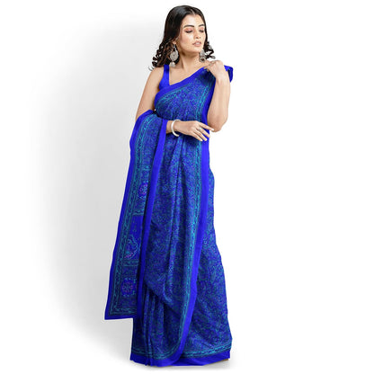 Hira Silk Printed Saree for Women, Air Line Crepe Silk Saree/Sari with Unstitched Blouse Piece