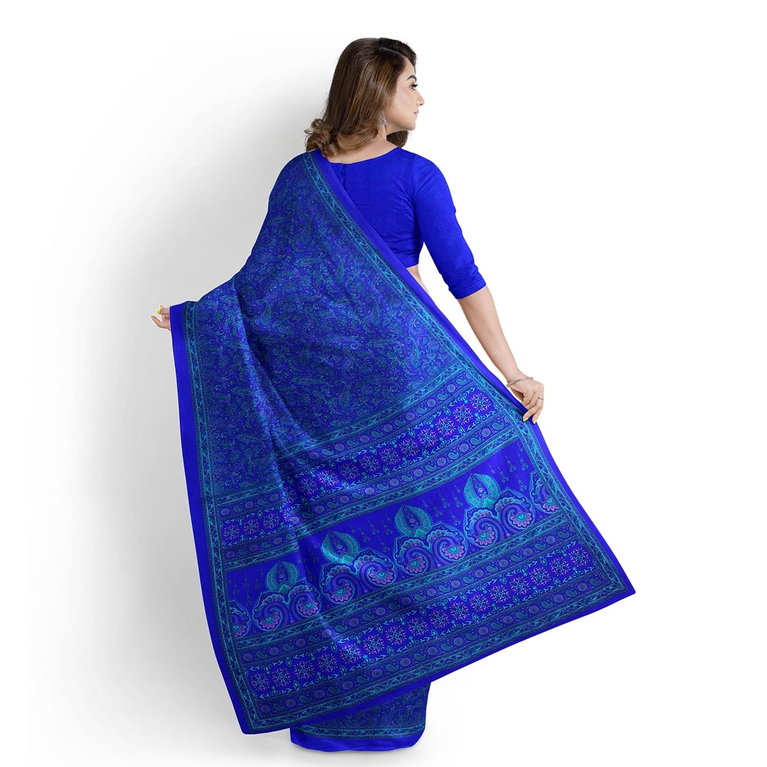 Hira Silk Cotton and Air Line Crepe Saree with Unstitched Blouse Piece for Women - Pack of 2