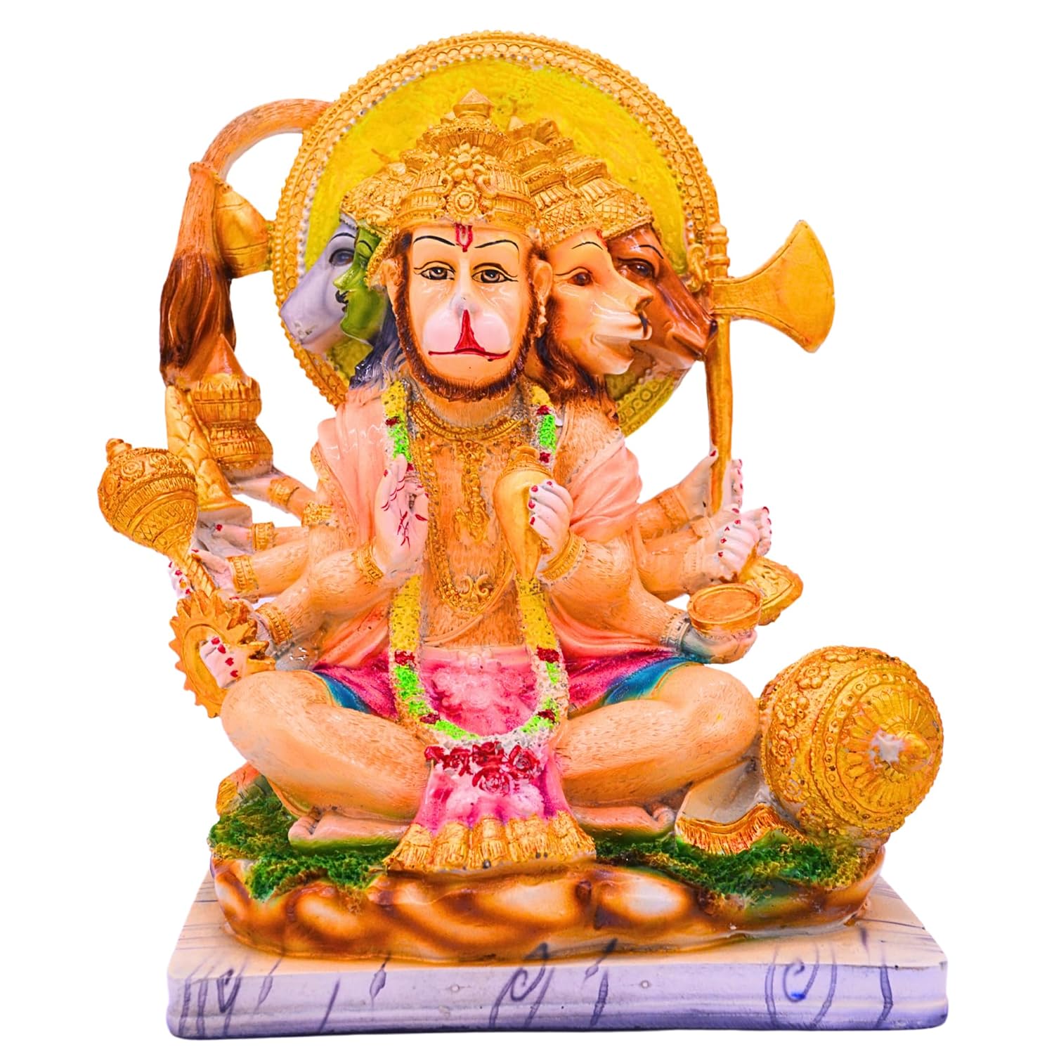 santarms Lord Panchmukhi Hanuman Idol 5 Head Bajrang Bali Exquisite Bajrangbali Sitting Murti Hindu God Figurine Statue for Home& Office Car Dashboard Gift