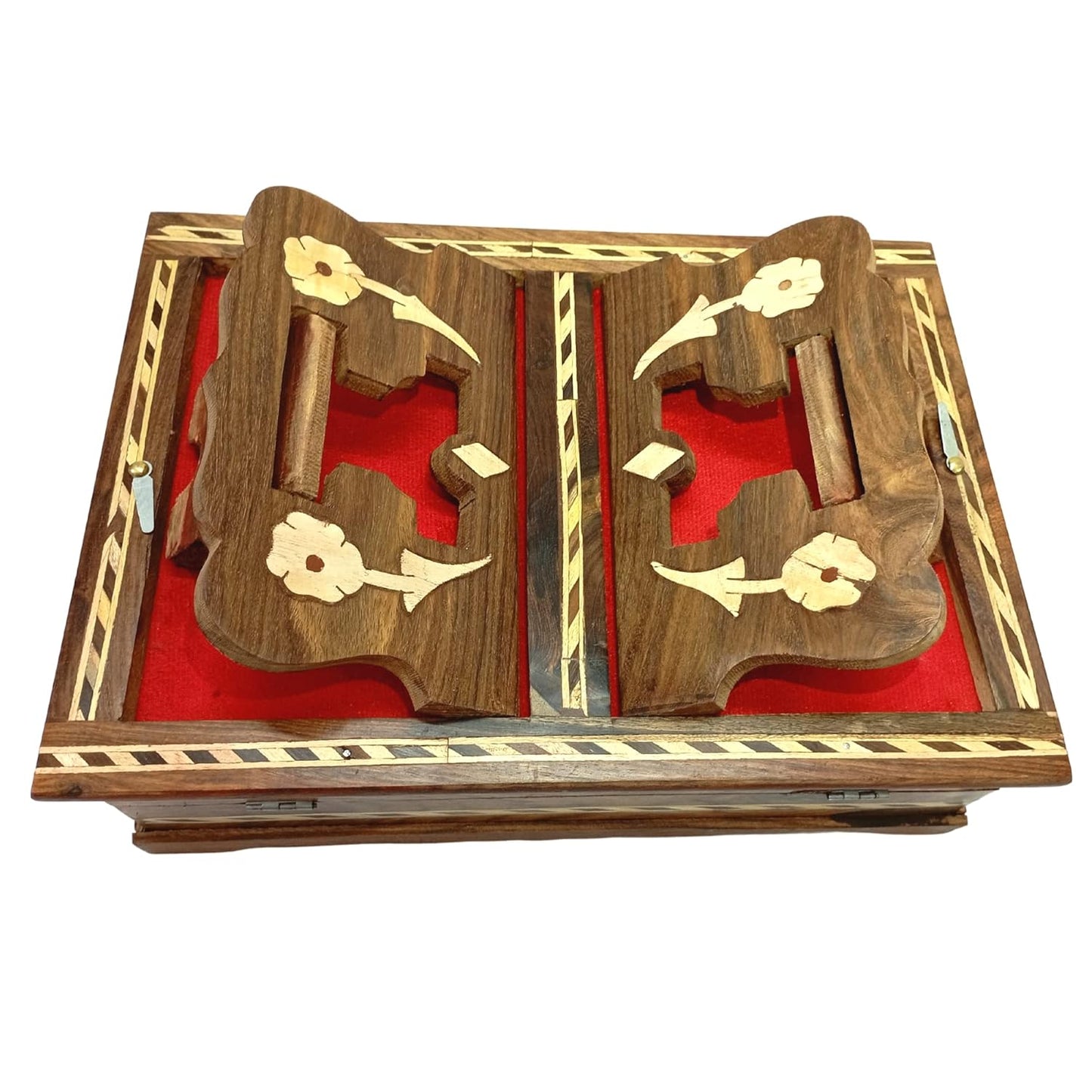 Santarms Wooden Holy Quran Box with rehal for Holy Quran Pak Book Stand - Quran Sharif Box with rihal