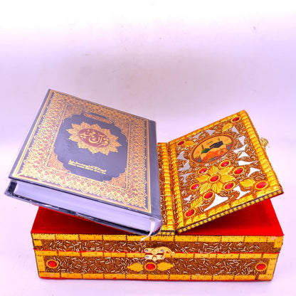 santarms Wooden Quran Box with holy pak for Reading - Stand fordable | Holder rehal | Quran Book and Quran Box