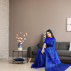 Hira Silk Air Line Crepe Silk Saree with Unstitched Blouse, Kumkum Box and Sindur for Women - Combo Pack