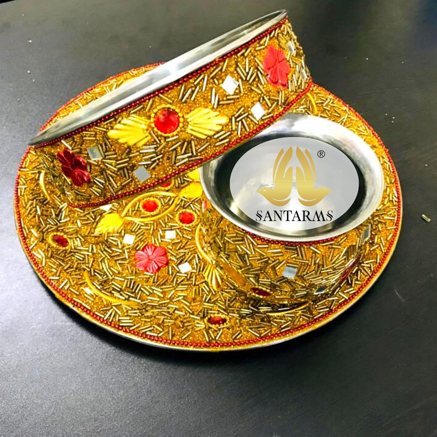 Santarms karwa chauth thali | karwachauth thali Set with Lota | karva chauth thali for karvachauth Puja