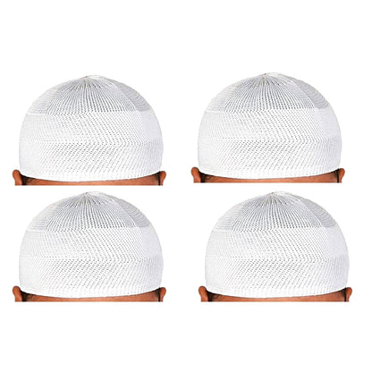santarms Islamic Prayer Kufi Muslim Cap for Men or boy namaz topi for namaz (4 Cap) White