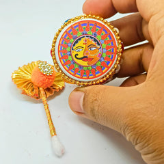 santarms Aluminium Kumkum Box with Sindoor and Stick, Designer Stone Moti Dibbi/Dabbi - Pack of 1