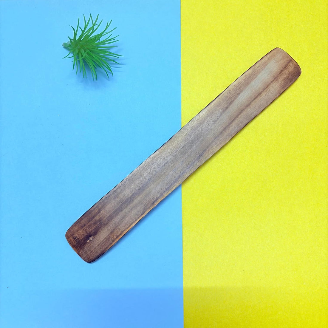 Santarms Wooden Incense Stick Holder 10 Inch – Handmade Agarbatti Stand Ash Catcher with Floral Design for Home, Office and Temple (Beige)