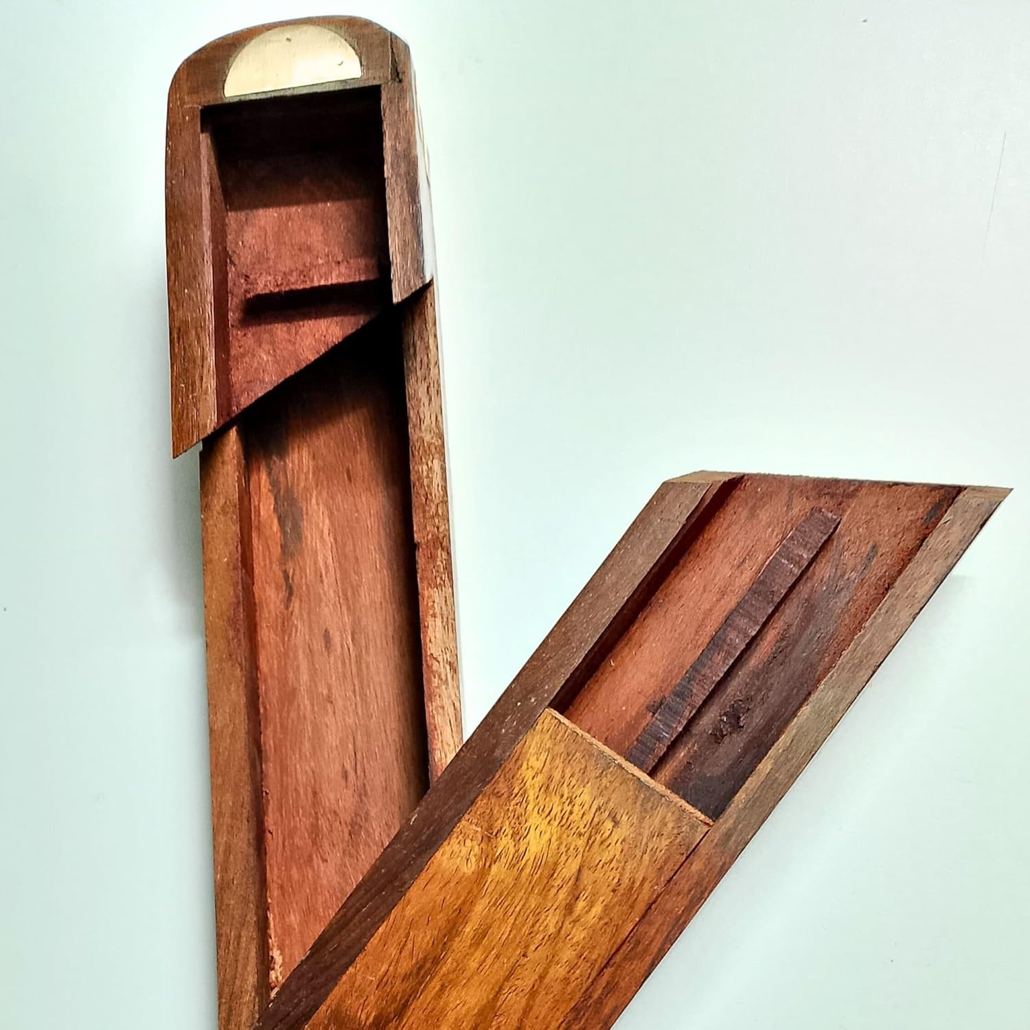 santarms Handmade Wooden Pen Pencil Box for Boys, Girls, School Use | Antique Brass Inlay Sliding Lid Pencil Holder Case for Kids