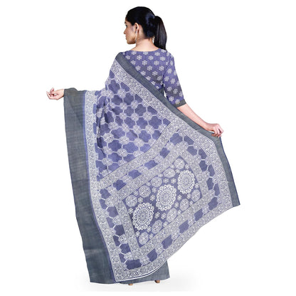 Hira Silk Cotton Saree with Unstitched Blouse, Kumkum Box and Sindoor for Women