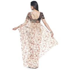 Hira Silk Organza Saree for Women with Unstitched Blouse Piece, Printed Shiny Sari for Woman
