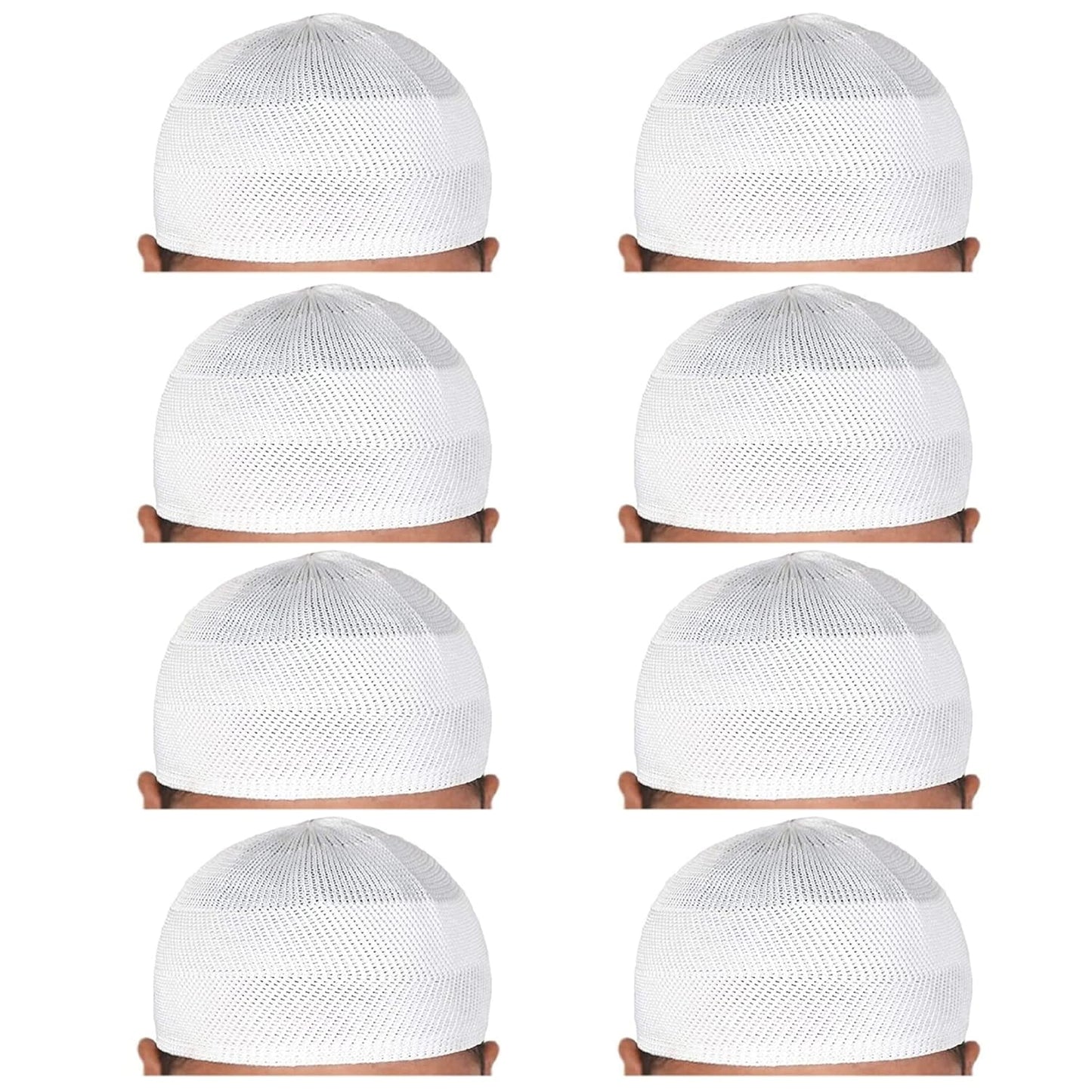 santarms Islamic Prayer Kufi Muslim Cap for Men or namaz topi for namaz - Pack of 8 White