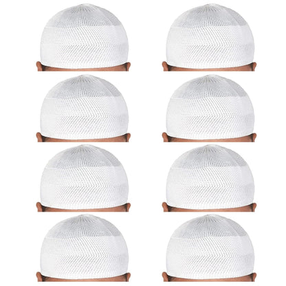 santarms Islamic Prayer Kufi Muslim Cap for Men or namaz topi for namaz - Pack of 8 White