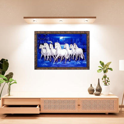 santarms Running Horses Painting Horse Art Vastu Wall Painting for Living Room, Bedroom, Office, Hotels, Drawing Room