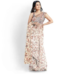 Hira Silk Organza Saree for Women with Unstitched Blouse Piece, Printed Shiny Sari for Woman