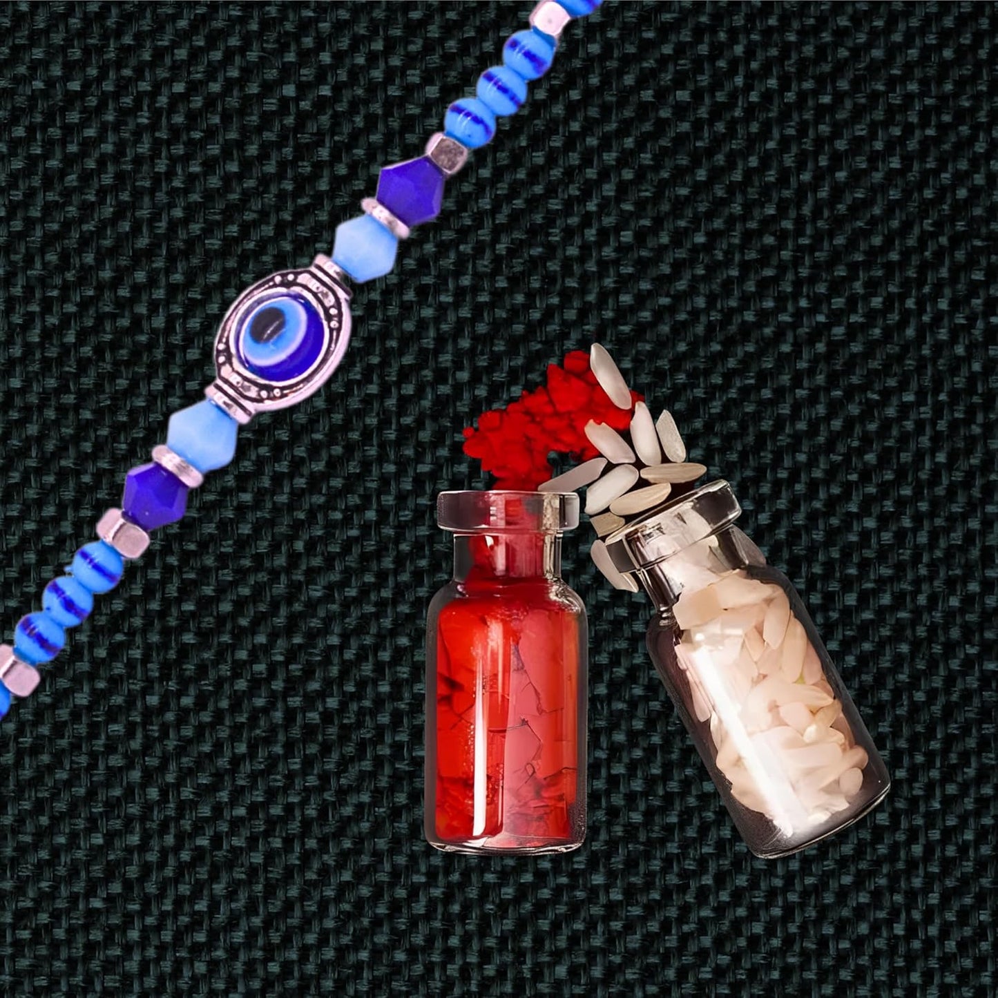 santarms Rakhi Combo of 2 - Rakshabandhan Evil Eyes Celebrations Gift Set Exquisite for Brother and Bhabhi Elegant Protective Design
