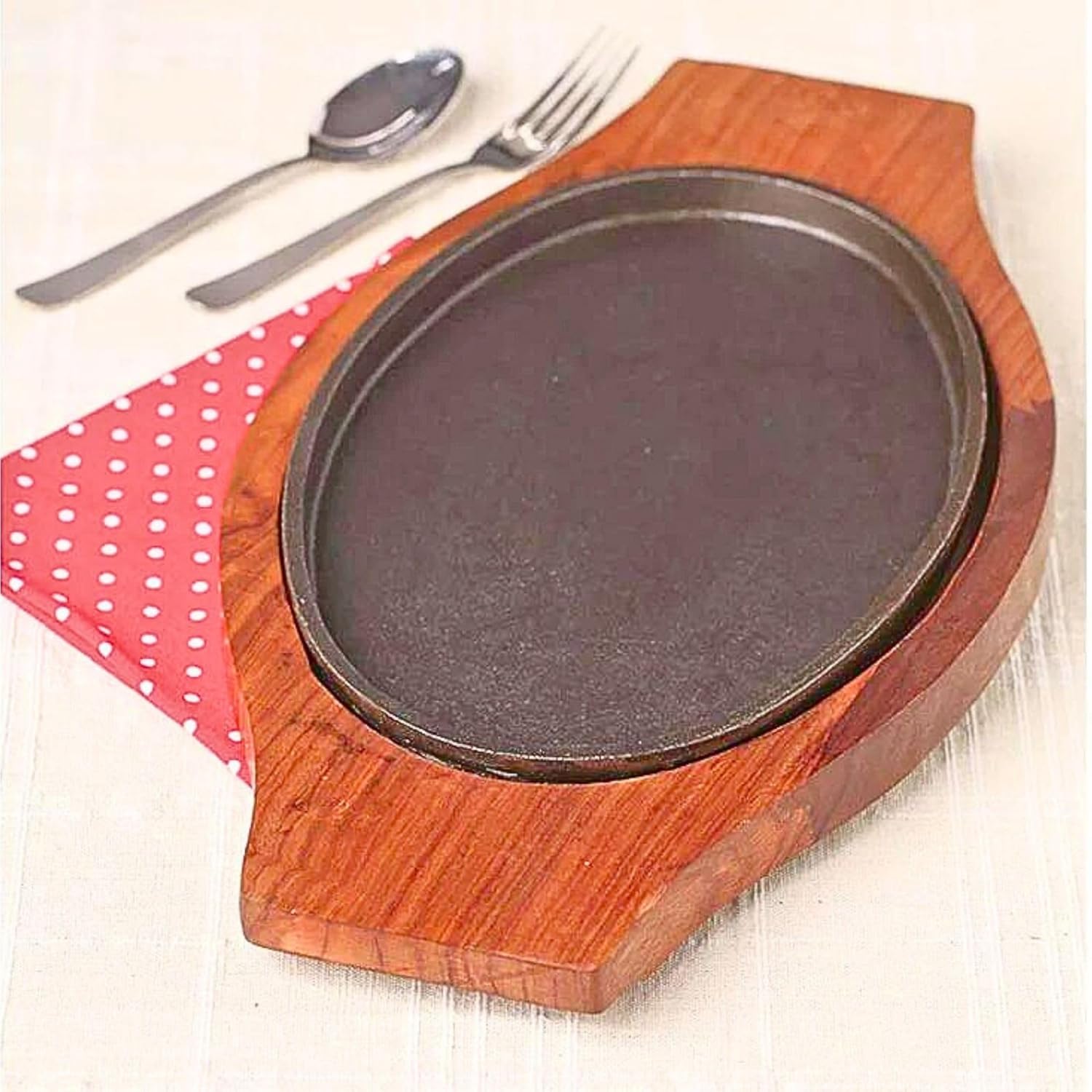 santarms sizzler Plate with Wooden Stand Sizzler Plate with Dish Sizzling