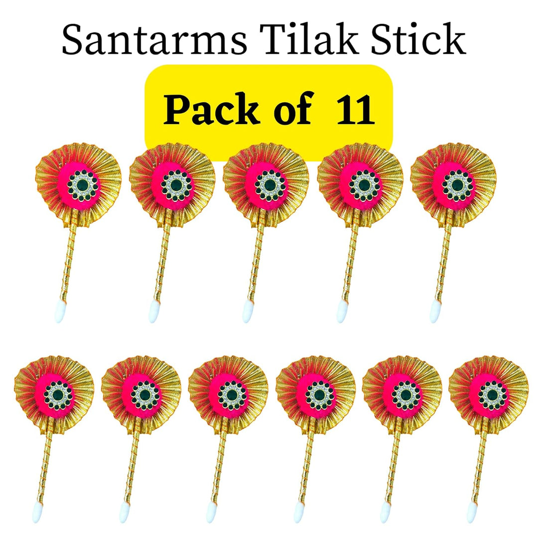 santarms Tilak Stick Gift Set – Fancy Pooja Articles for Sindoor, Kajal, Or Dandi Elegant Decorative Sticks Religious Ceremonies and Festivals (Set of 11) Ideal Gifting Spiritual Occasions