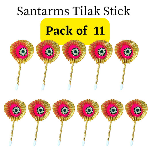 santarms Tilak Stick Gift Set – Fancy Pooja Articles for Sindoor, Kajal, Or Dandi Elegant Decorative Sticks Religious Ceremonies and Festivals (Set of 11) Ideal Gifting Spiritual Occasions
