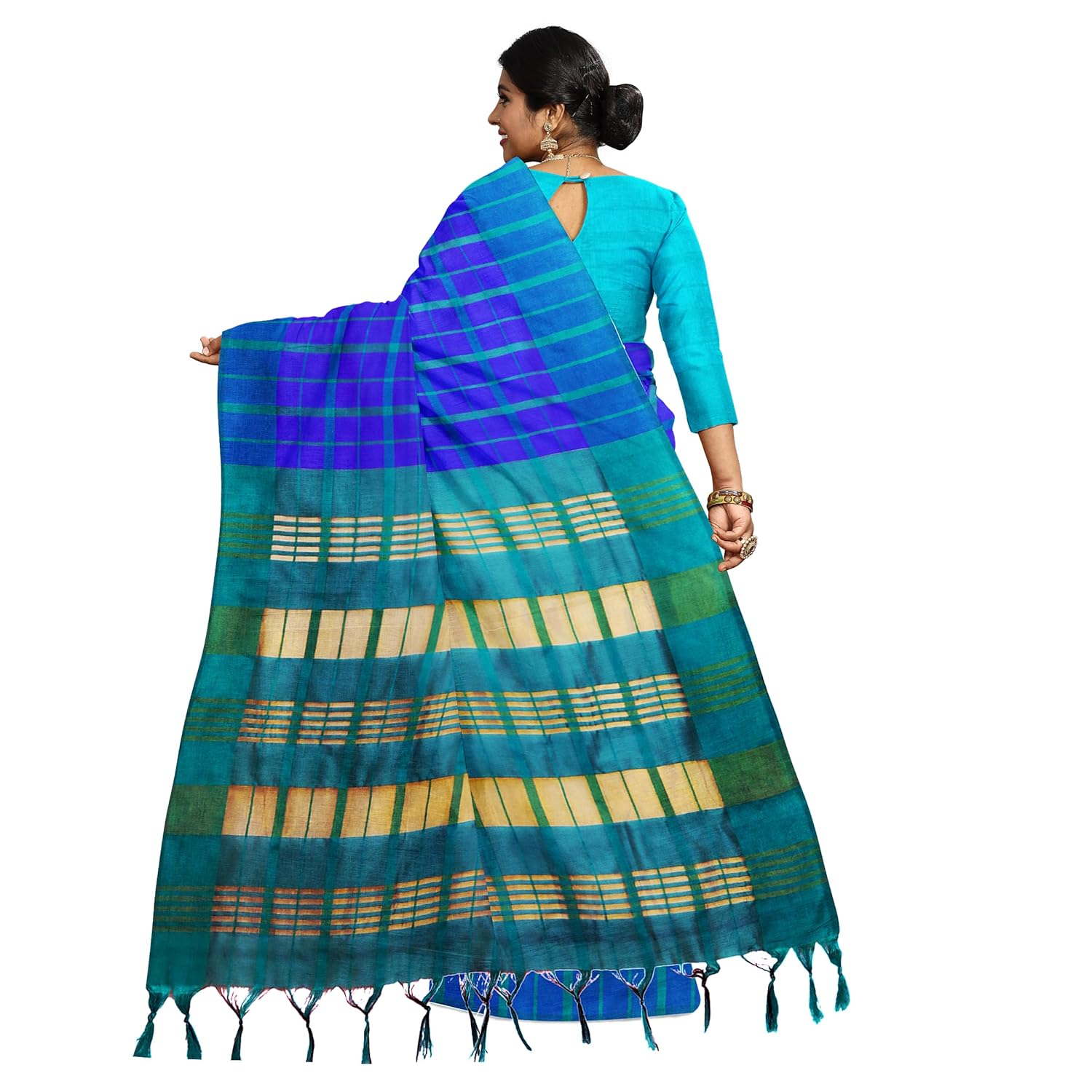 Hira Silk Cotton Saree for Women, Printed Sari with Unstitched Blouse Piece