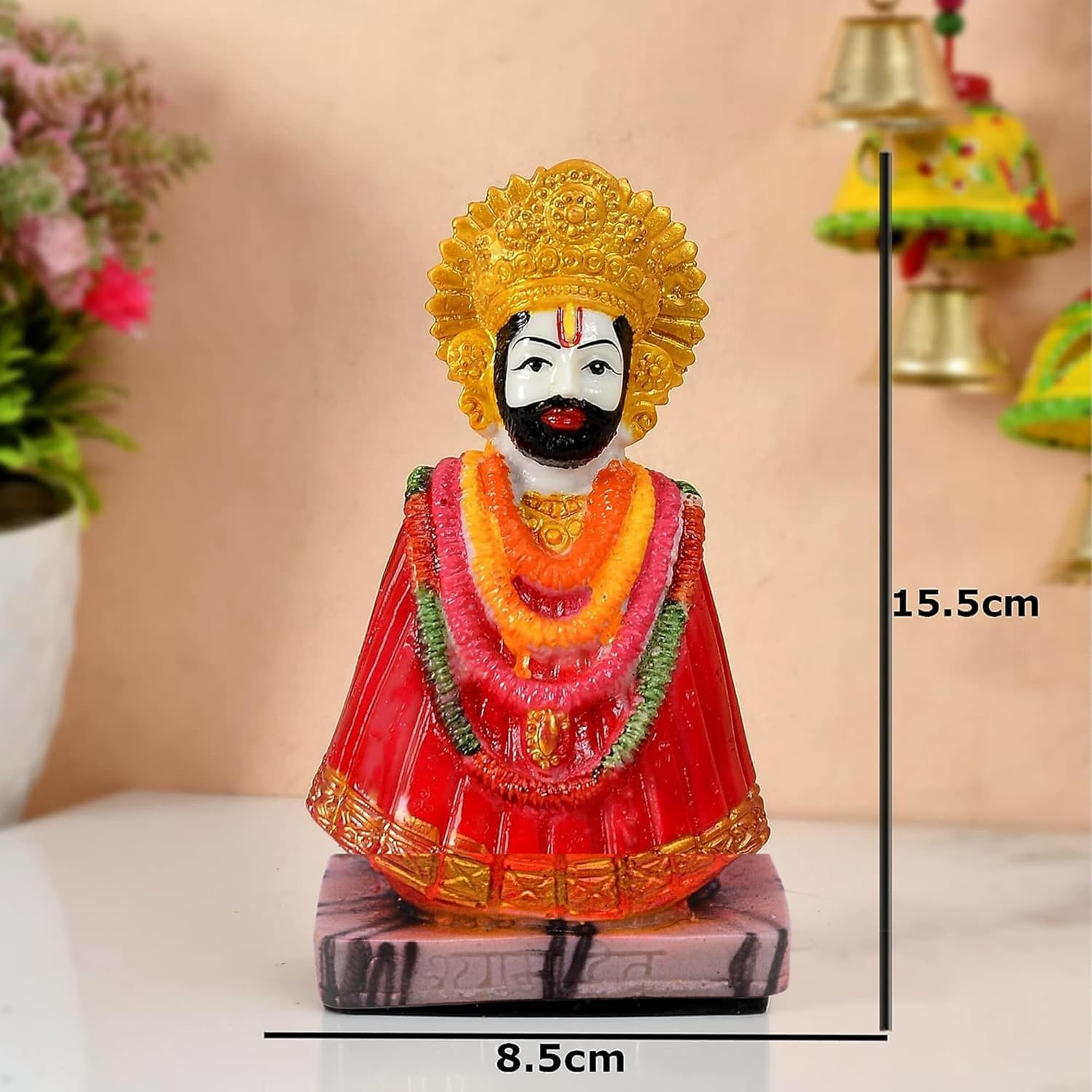 santarms Khatu Shyam Idol of Baba Shyam [Hare Ka Sahara Baba Shyam Humara] Car Dashboard Decorative Idol - Handcrafted Spiritual Figurine for Car, Home, or Office Decor - Buy