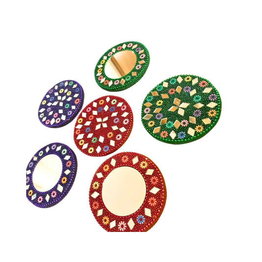 santarms Decorative Mirror Cosmetic Makeup Travel for Women Makeup | Small Purses Pocket Size Mirrors Round Gifts, Car Accessories Dashboard, Gifts