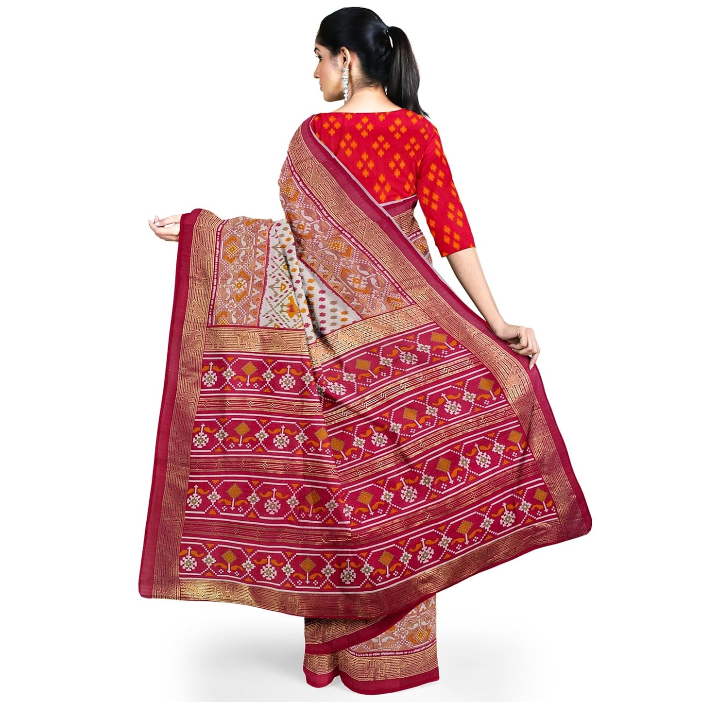 Hira Silk South Cotton Saree with Unstitched Blouse for Women - Pack of 2