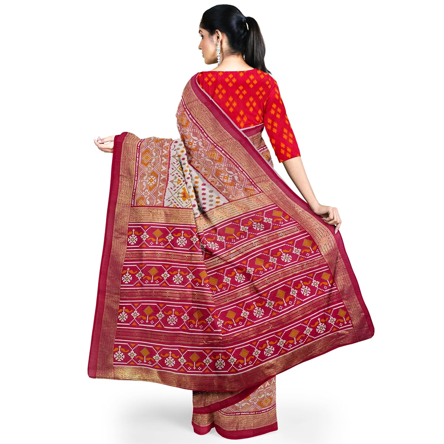 Hira Silk South Cotton Saree with Unstitched Blouse for Women - Pack of 2