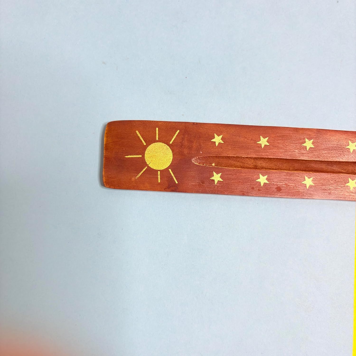 Santarms Handmade Wooden Incense Stick Holder – Agarbatti Stand Ash Catcher with Floral Design for Home Office Temple Decoration Meditation Yoga - 10 * 1.5 inch