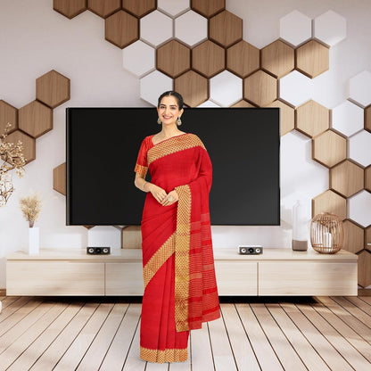 Hira Silk Kanjivaram Saree with Unstitched Blouse, Kumkum Box and Sindur, Banarasi Silk Sari for Women