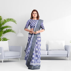 Hira Silk Cotton Saree for Women, Printed Sari with Unstitched Blouse Piece - Pack of 2