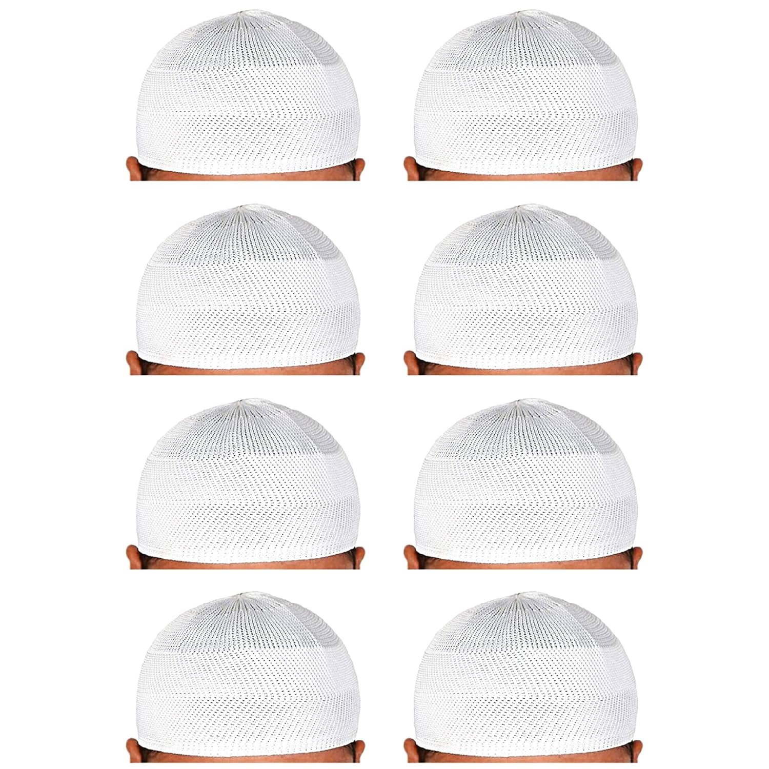 santarms Islamic Prayer Kufi Muslim Cap for Men or boy namaz topi for namaz (8 Cap) White