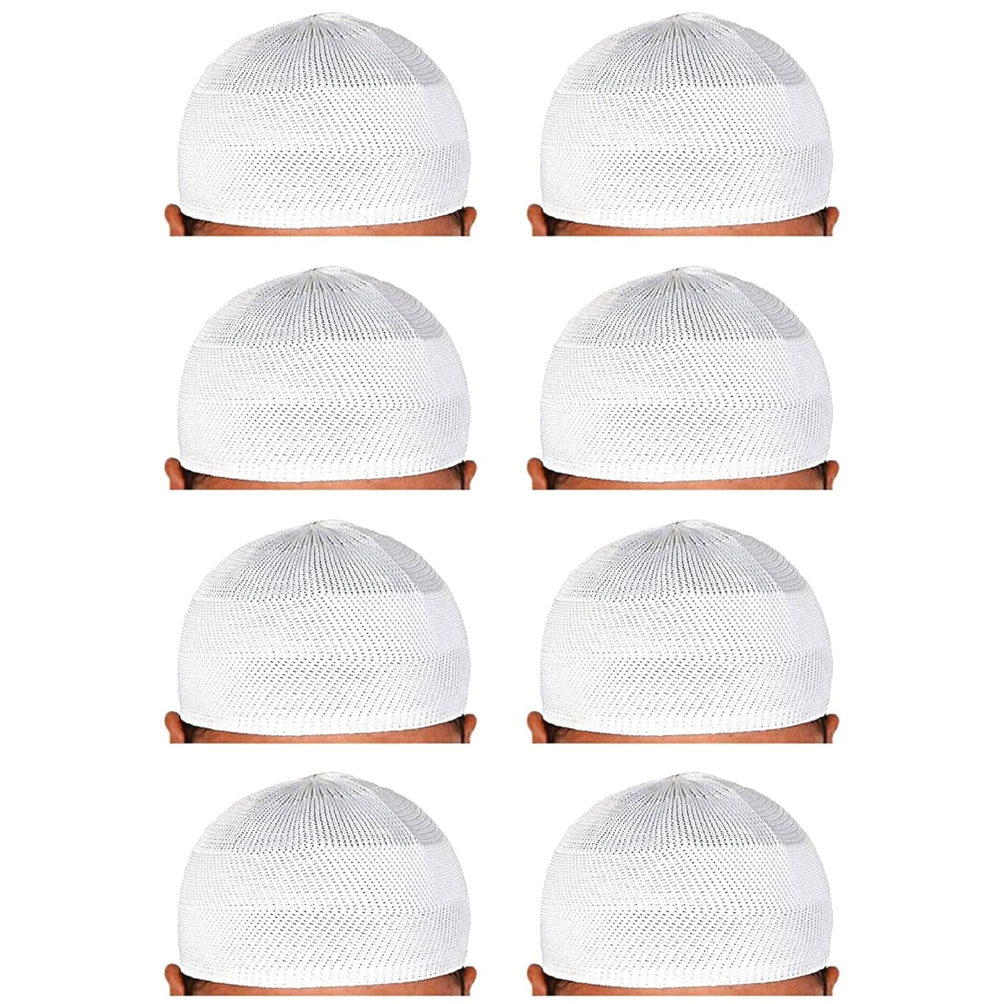 santarms Islamic Prayer Kufi Muslim Cap for Men or boy namaz topi for namaz (8 Cap) White