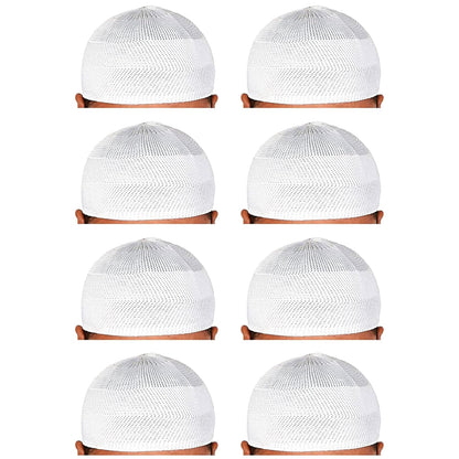 santarms Islamic Prayer Kufi Muslim Cap for Men or boy namaz topi for namaz (8 Cap) White