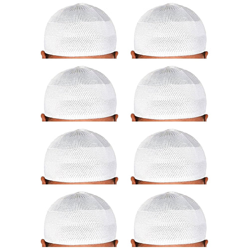 santarms Islamic Prayer Kufi Muslim Cap for Men or boy namaz topi for namaz (8 Cap) White