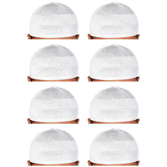 santarms Islamic Prayer Kufi Muslim Cap for Men or boy namaz topi for namaz (8 Cap) White
