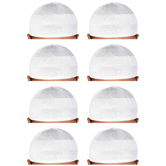 santarms Islamic Prayer Kufi Muslim Cap for Men or boy namaz topi for namaz (8 Cap) White