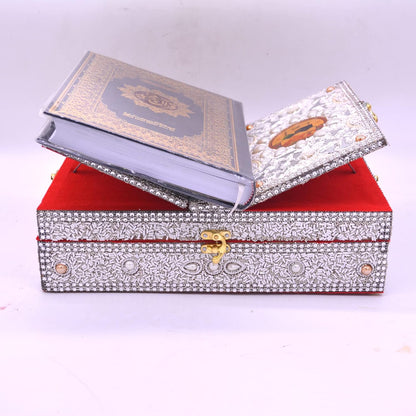 santarms Wooden Quran Box With Holy Quran Book Rehal Books Stand Fordable | Rihal For Book Reading Big Size Moulds Resin Of Holders Holder (In Arabic) Eid Gift Bible