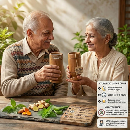 Santarms Wooden Herbal Glass for Healthy Life Organic Ayurvedic Water Cup for Digestion Liver Detox and Heart Health