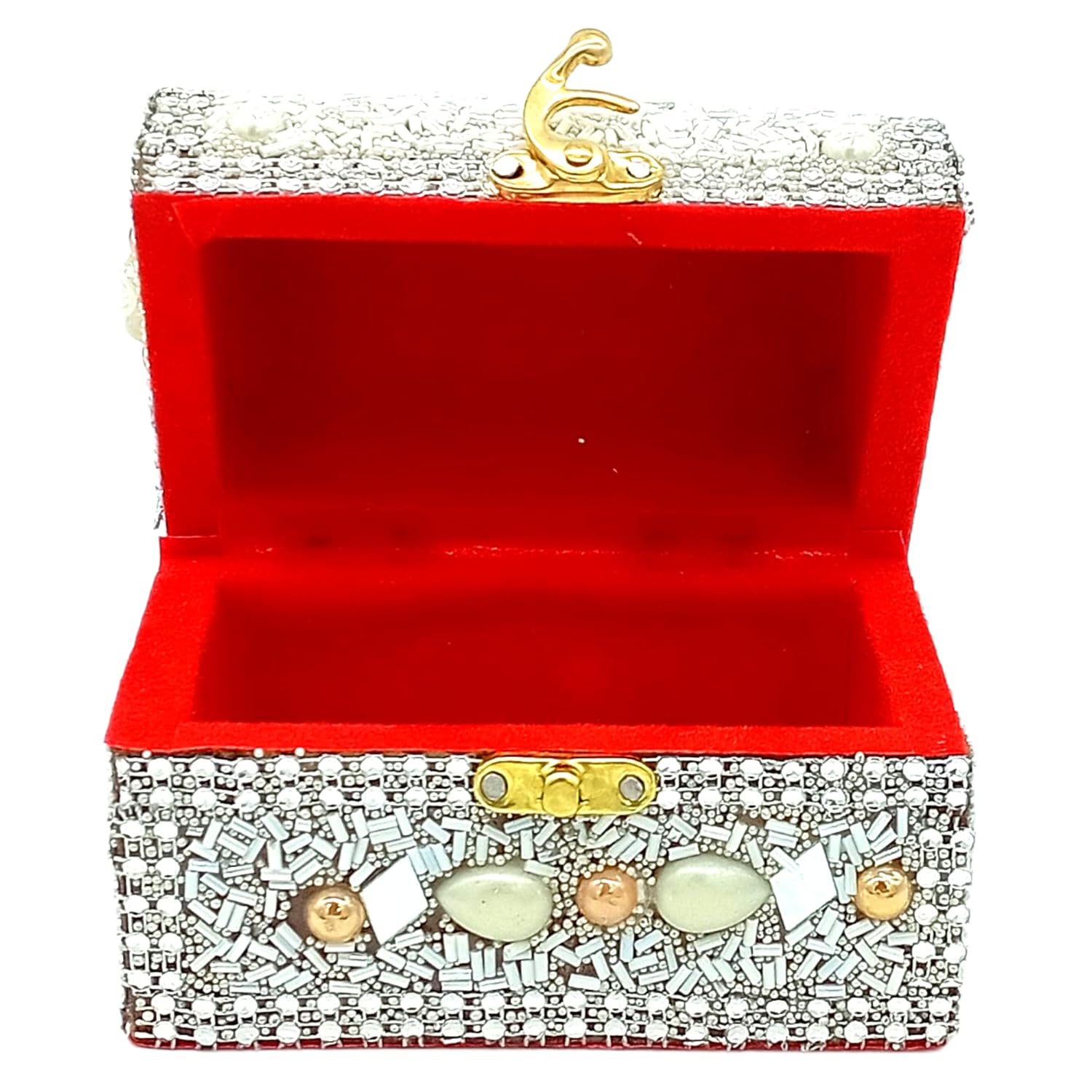 santarms Jewelry Box (White) Shringar Box Married Marriage Women Wedding Gift Gift Vanity Box with Wedding Gift Valentine Gift Gift for Girlfriend jewellery box, Pack of 1