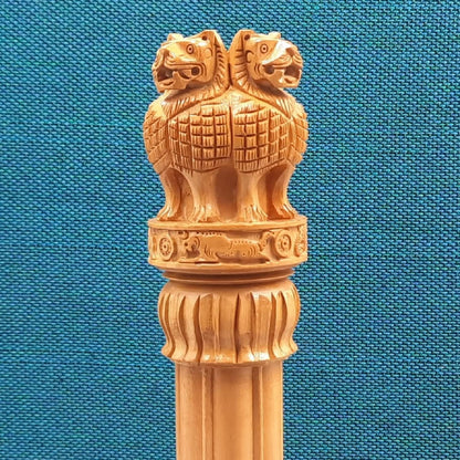 santarms Wooden Ashok Pillar for Office Table, Ashoka Stambh for Home Decorative Showpiece (1, 3 Inch)