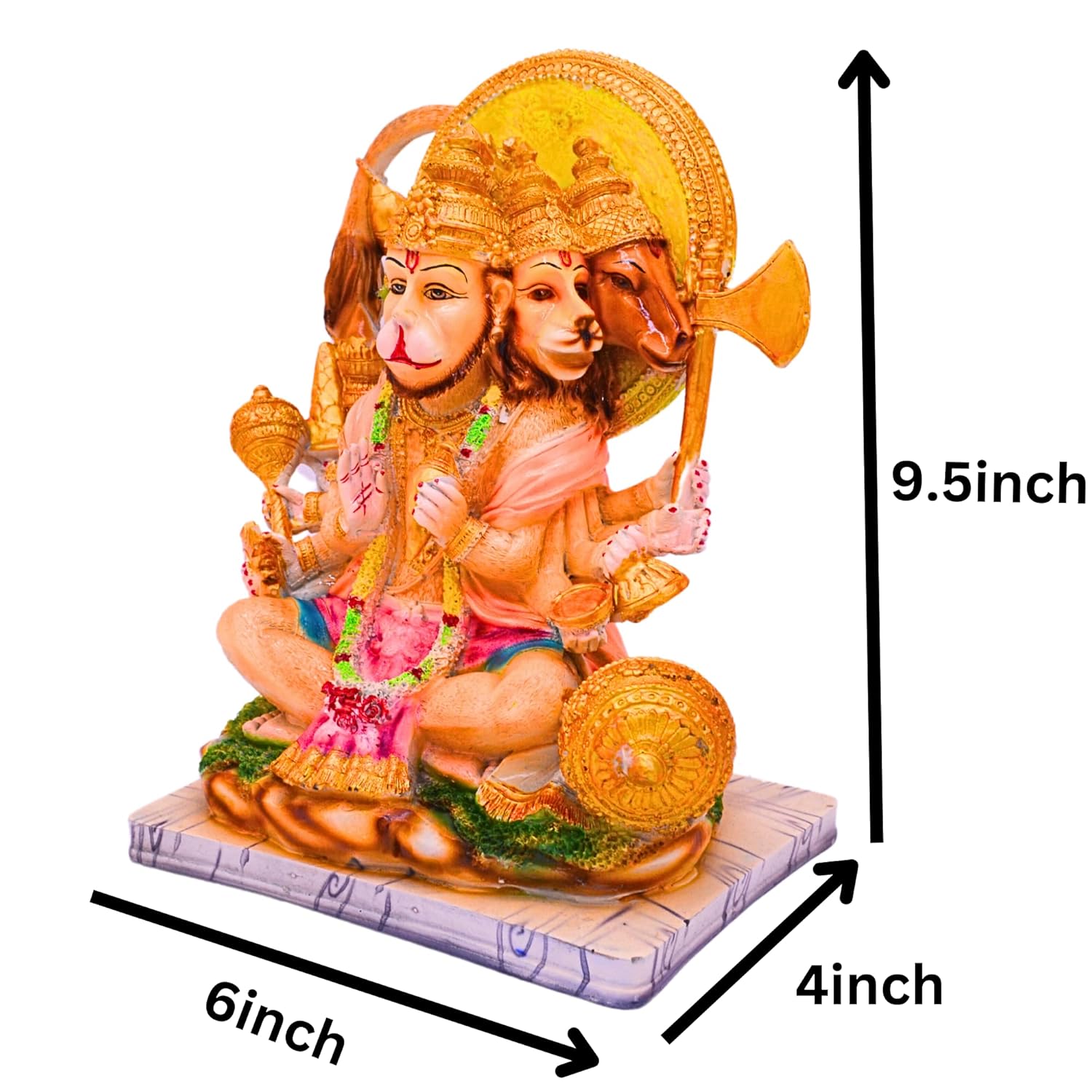 santarms Lord Panchmukhi Hanuman Idol 5 Head Bajrang Bali Exquisite Bajrangbali Sitting Murti Hindu God Figurine Statue for Home& Office Car Dashboard Gift