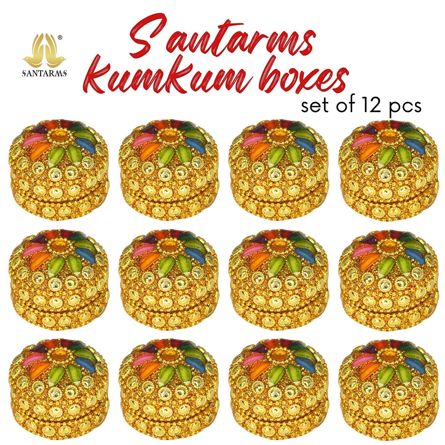 santarms Kumkum Box with Ramcharitmanas Book - Original Ramayan in Hindi - Traditional Decorative Box for Pooja, Festivals, and Gifting - Elegant Storage for Kumkum, Sindoor, and Holy Items