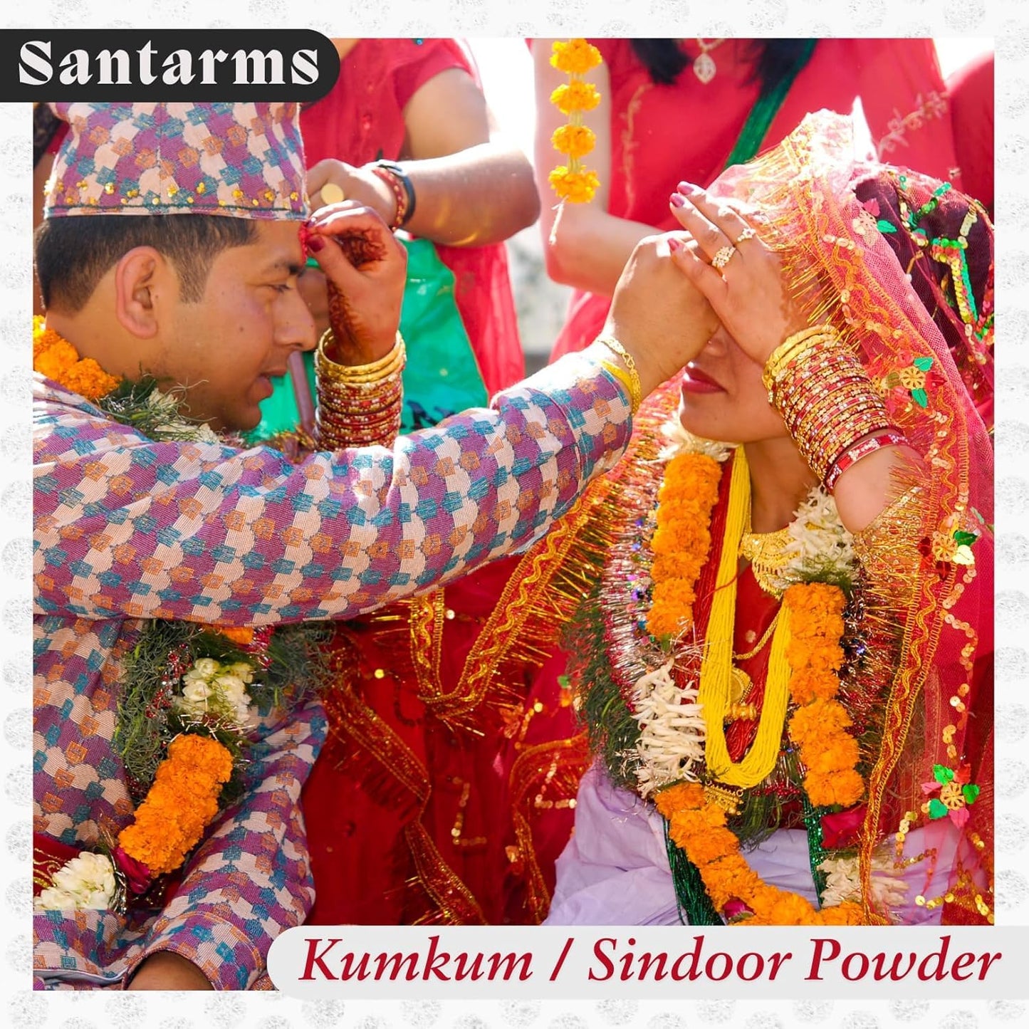 Santarms Natural Laal Sindoor Powder for Women, Long-Lasting Red Kumkum Suhaag for Pooja, Daily Use - 250gm