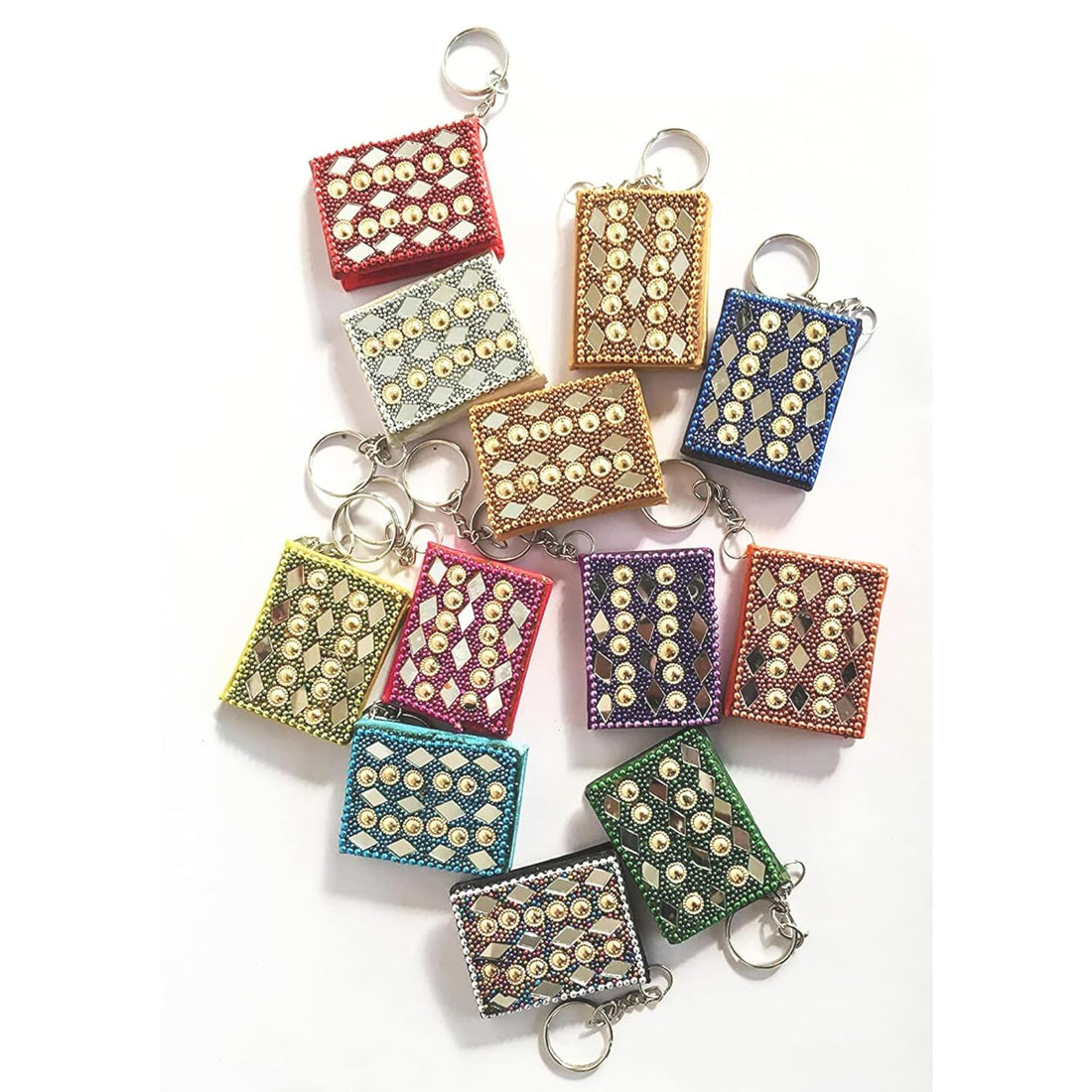 santarms Multicolor Antique Diary Vintage Handicraft Rajasthani Work Diary Key Chain with Lak Pen - 10 Pen and 10 diary : total items : 20 Pieces Combo
