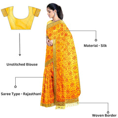 Hira Silk Saree for Women, Printed Silk Saree/Sari with Unstitched Blouse Piece - Pack of 2