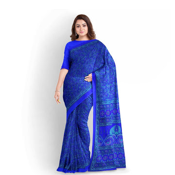 Hira Silk Air Line Crepe Silk Saree with Unstitched Blouse, Kumkum Box and Sindur for Women - Combo Pack